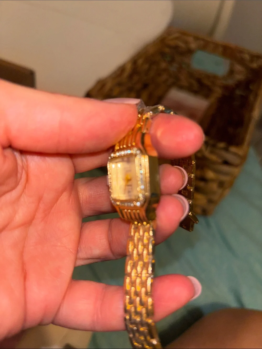 Argento Vivo Gold Crystal-Accented Women's Bracelet Watch nib